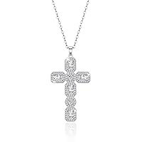 Linawe Cross Necklace for Women, Gold/Silver Jewelry Cross Charm Chain Necklaces, Moissanite Crystal Birthstone Cubic Zirconia Rhinestone Necklace, Religious Gifts