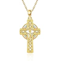 14k Real Gold Celtic Knot/Rose/Sunflower/Hummingbird Cross Necklace Faith Christian Jewelry For Women Christmas Gift