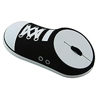 Cool Canvas Shoes Shape Ergonomic Design Rechargeable Wireless Mouse Slim Optical Mice with USB Receiver (Stored at Bottom of The Mouse) for PC, Laptop, Computer (Black)