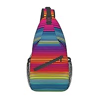 Rainbow Pattern Print Stylish Sling Backpack, Sling Bag,Chest Bag Daypack, for Hiking, Travel, and Business