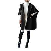 Women's Mid-length Cape Coats Half Sleeve Hooded Cardigan Outwear Jacket