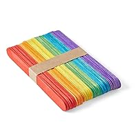 hand2mind Jumbo Size Rainbow Colored Wood Craft Sticks, Popsicle Sticks For Crafts, Waxing Sticks, Classroom Art Supplies, Art Sticks For Crafting, Kids Art Supplies, 6 inch x 11/16 inch (Pack of 100)