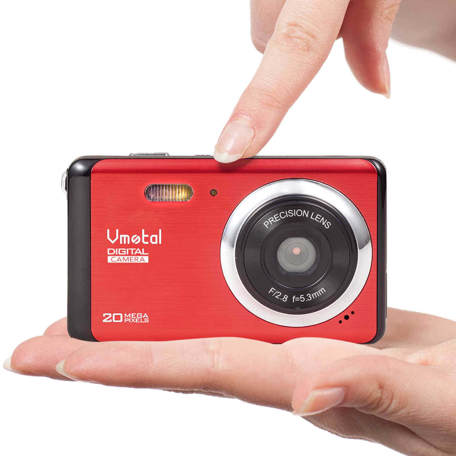 Rechargeable FHD 1080P 20MP Mini Digital Camera, Vmotal Video Camera Digital Students Cameras with 2.8 inch TFT LCD 8X Digital Zoom Compact Camera (Red)