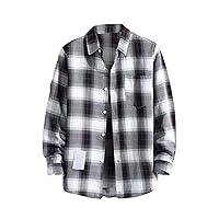 Men's Plaid Flannel Shirt Casual Button Down Lightweight Shirts Long Sleeve Collared Shirts Plaid Shirt for Men