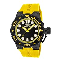 Invicta Men's Pro Diver Chronograph Yellow Polyurethane Strap Black Dial