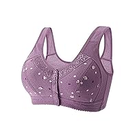 Women's Push Up T-Shirt Bra No Underwire Padded Bras Deep Plunge Full Coverage Front-Close Bra Lift Up Add One Cup