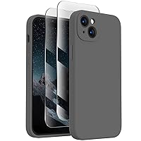 FireNova Designed for iPhone 15 Case, Silicone Upgraded [Camera Protection] Phone Case with [2 Screen Protectors], Soft Anti-Scratch Microfiber Lining Inside, 6.1 inch, Space Gray