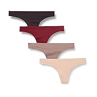 Amazon Essentials Women's Seamless Bonded Stretch Thong Briefs, Pack of 4
