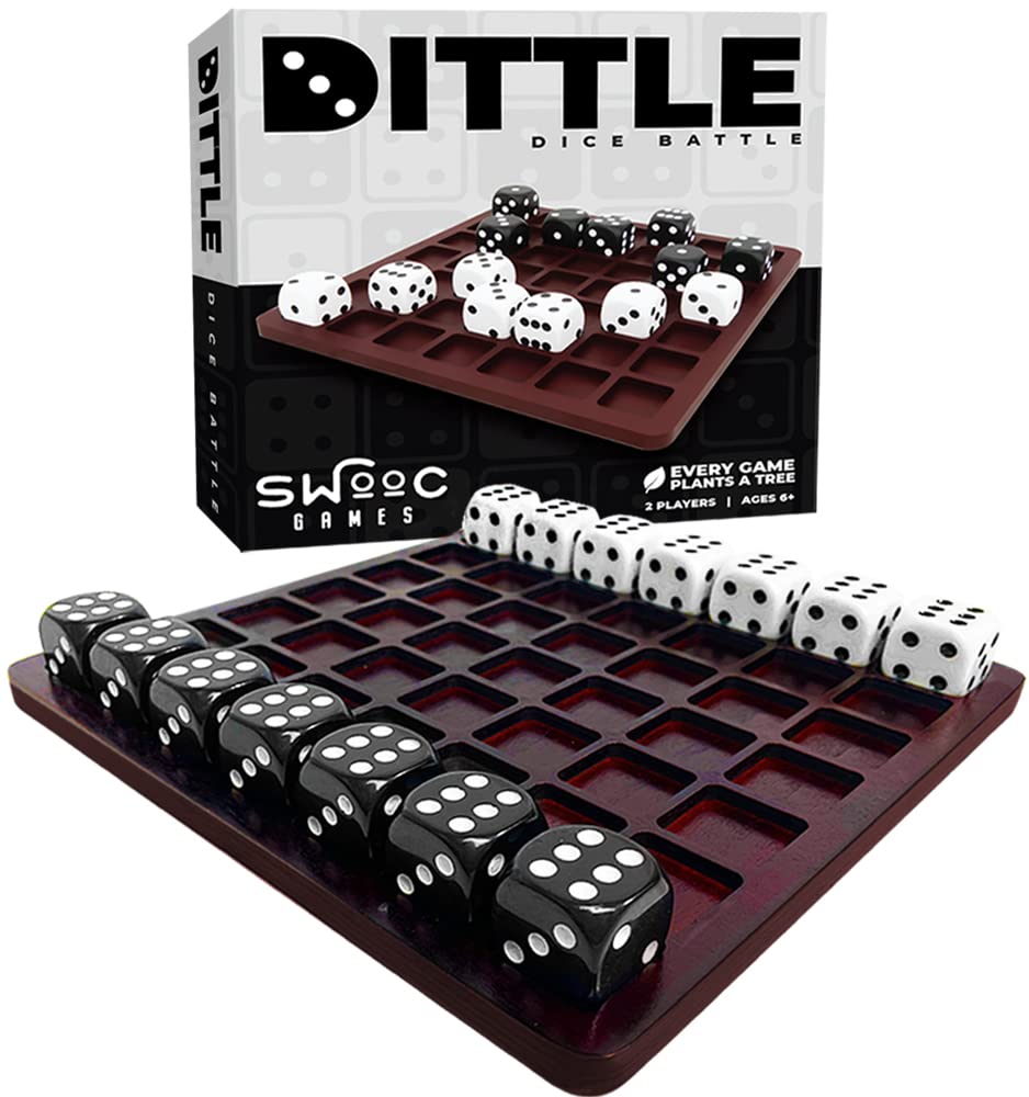 Dittle - Dice Battle | Ages 6+ | Unique Wooden Coffee Table Games For Adults And Family | Best Board Games For Kids 2 Player | Bar Games For Adults Indoor Tabletop Games | Wood Table Top Games Adult