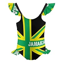 Jamaica Jamaican Kingdom Flag Cute Girl's One Piece Swimsuit Ruffles Adjustable Straps Sport Bathing Suit Beach Swimwear
