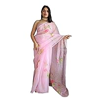 Indian Designer Trendy Organza Floral Printed Saree Girl Collage Theme Party Wear Woman sari 5824
