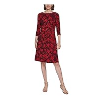 Tommy Hilfiger Women's Fit and Flare Jersey 3/4 Sleeve Round Neck Dress