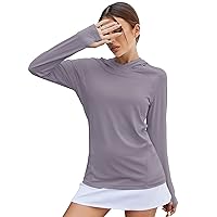 Women's UPF 50+ Sun Protection Hoodie Breathable Stretch Hiking Shirts Long Sleeve for Running Outdoor Workout