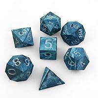 STATU3D Polyhedral Nylon DND Dice Set, 7 Piece 3D Printed Dice Set for Dungeons and Dragons RPG & Table Top Gaming, Cracked Ice Design