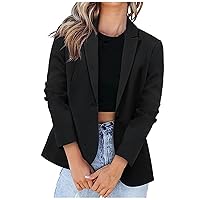 Women's Button Open Front Casual Blazers Long Sleeve Lapel Jackets Lightweight Work Outfits Business Office Blazer