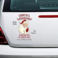 Vinyl Car Decal Christmas Santa's Workshop Handcrafted at North Pole Baby Dolls Toy Trains 3in Waterproof Sticker Decal Cars Laptops Wall Doors Windows Decal Sticker Bumper Sticker Decoration.