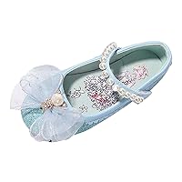 Girls Shoes Size 9 Children's Leather Shoes Female Spring and Autumn Princess Shoes Glitter Pink Blue Flat Pg1 Kids