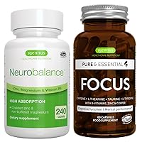 Neurobalance 240 Tablets + Focus Brain Booster Bundle, Chelated Zinc Picolinate, Oxide-Free Magnesium & Vitamin B6 + Caffeine, L-Theanine, Taurine & L-Tyrosine, B-Vitamins, Zinc & Copper, by Igennus