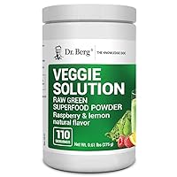 Dr. Berg's (Veggie Solution) Organic Super Greens Powder w/ Spirulina - Raw Green Powder Superfood - Vegetable Powder Supplement with Vitamins, Minerals, Enzymes, and Phytonutrients - 110 Servings