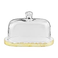 Mud Pie Gold Marble Glass Butter Dish, 4