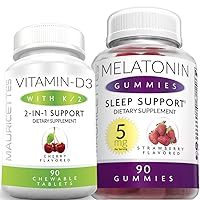 Chewable Vitamin D3 with K2 & Melatonin Gummies Bundle Immune and Sleep Support Bundle for Kids and Adults