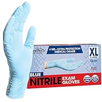 ForPro Disposable Nitrile Exam Gloves, Medical Grade, 4 Mil Extra Protection, Powder-Free, Latex-Free, Non-Sterile, Food Safe, Blue, X-Large, 100-Count