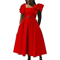 2 Piece Skirt Sets African Dresses for Women Africa Clothes Office Ladies Long Dress Female Dress Solid Color