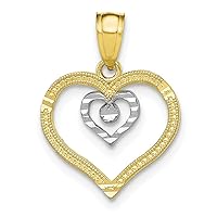 10k Yellow Gold with Rhodium-Plating Heart Pendant 10C933
