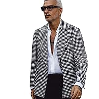 Men's Houndstooth Blazer for Formal Business Casual Dinner Suit Jacket Coat