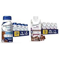 Original Milk Chocolate Nutrition Shake With Fiber | Meal Replacement Shake | 24 Pack & Ensure Max Protein Nutrition Shake with 30g of Protein, 1g of Sugar, High Protein Shake