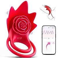 Vibrating Cock Ring Sex Toys for Men - APP Control Silicone Penis Ring with Rose Clitoral Stimulator Adult Male Sex Toy Vibrator, Cafatop Multiple Vibrations Couples Sex Toys Vibrators for Men Couple