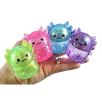 Set of 4 Axolotl Sugar Ball - Syrup Molasses Thick Glue/Gel Stretch Ball - Ultra Squishy and Moldable Slow Rise Relaxing Sensory Fidget Stress Toy Cute Adorable (All 4 Colors)
