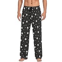 ALAZA Men's Star and Polka Dots Abstract Black White Retro Sleep Pajama Pant