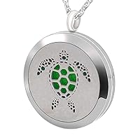 Essential Oil Diffuser Necklace, Aromatherapy Stainless Steel Turtle Chain Pendant Locket Jewelry for Men Women