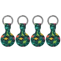 T-rex Dinosaur Green Camo Soft Silicone Case for AirTag Holder Protective Cover with Keychain Key Ring Accessories