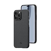 pitaka Case for iPhone 14 Pro Max Compatible with MagSafe, Slim & Light iPhone 14 Pro Max Case 6.7-inch with a Case-Less Touch Feeling, 1500D Aramid Fiber Made [MagEZ Case 3 - Black/Grey(Twill)]