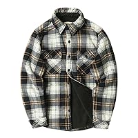 Men Shirts Winter Warm Long Sleeve Shirt Jacket Fleece Plaid Flannel Casual Coat Hiking Fishing