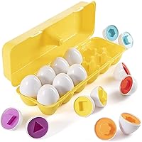 PREXTEX My First Find & Match Easter Matching Eggs w/Yellow Eggs Holder - STEM Toys Educational Toy for Kids & Toddlers to Learn About Shapes & Colors Easter Gift - First Easter Toy Eggs for Toddlers