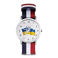 Ukrainian Flag Women's Watch with Braided Band Classic Quartz Strap Watch Fashion Wrist Watch for Men