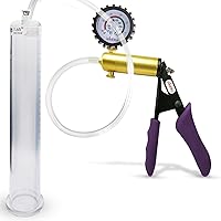 LeLuv Ultima Penis Pump - Purple Silicone Grips, Clear Hose + Protected Gauge - 12