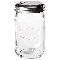 Circleware Yorkshire Mason Sugar Jar Glass Canister with Metal Lid Home Kitchen Glassware Food Preserving Storage Container for Coffee, Tea, Spices, Cereal and Farmhouse Decor, 18.25 oz, Clear