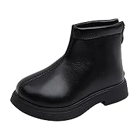 Boots for Girls Size 1 Kid Shoes Short Boots Short Fleece Windproof Girls School Leather Warm Boots for Girls Size 2