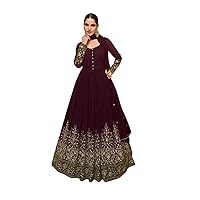 Wine Punjabi Wedding Dress Woman Heavy Anarkali Gown Salwar Kameez 3972