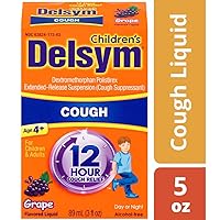 Delsym Children's Delsym 12 Hour Cough Relief Liquid- Day or Night Grape Cough Medicine With Dextromethorphan Helps Quiet Cough By Supressing Cough Reflex, 5 oz.