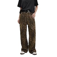 Y2K Leopard Print Pants Casual Loose Beggy Vintage Denim Pants Leopard Print Jeans Jeans for Women