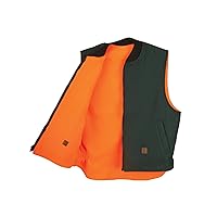 Regular and Big and Tall Reversible Green and Blaze Orange Wool Vest for Hunting and Outdoors to Size 3X Made in CANADA