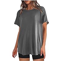 Women's Oversized T-Shirt Round Neck Short Sleeve Summer Tee Casual Loose Fit Basic Tops Workout Gym Boyfriend T-Shirts
