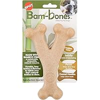 Bam-Bones Wishbone - Made with Strong Bamboo Fiber, Durable Long Lasting Dog Chew for Light to Moderate Chewers, Great Toy for Adult Dogs & Teething Puppies Under 50lbs, 7in, Chicken Flavor