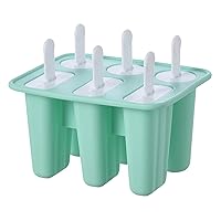 Ice Cream Moulds Popsicle Molds for Kids 6 Cavity Ice Pop Molds Ice Lolly Moulds Silicone for DIY Handmade with Popsicle Sticks Green
