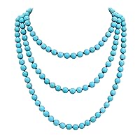 Long Natural Stone necklace Semi-Precious Beaded Necklace for Women Men Handmade Multi Layer Versatile Long Wrap Strands Necklace